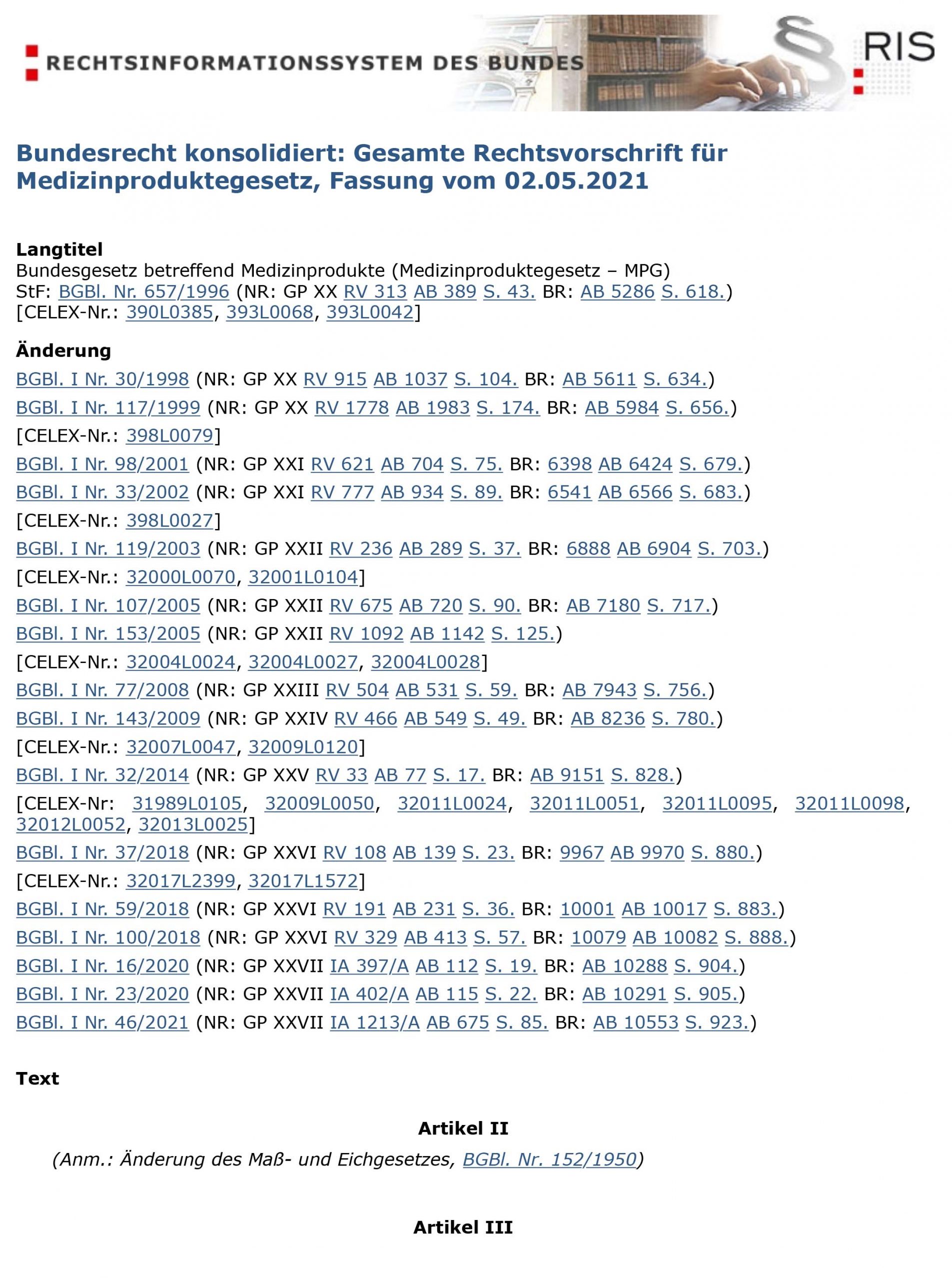 RIS - Medizinproduktegesetz