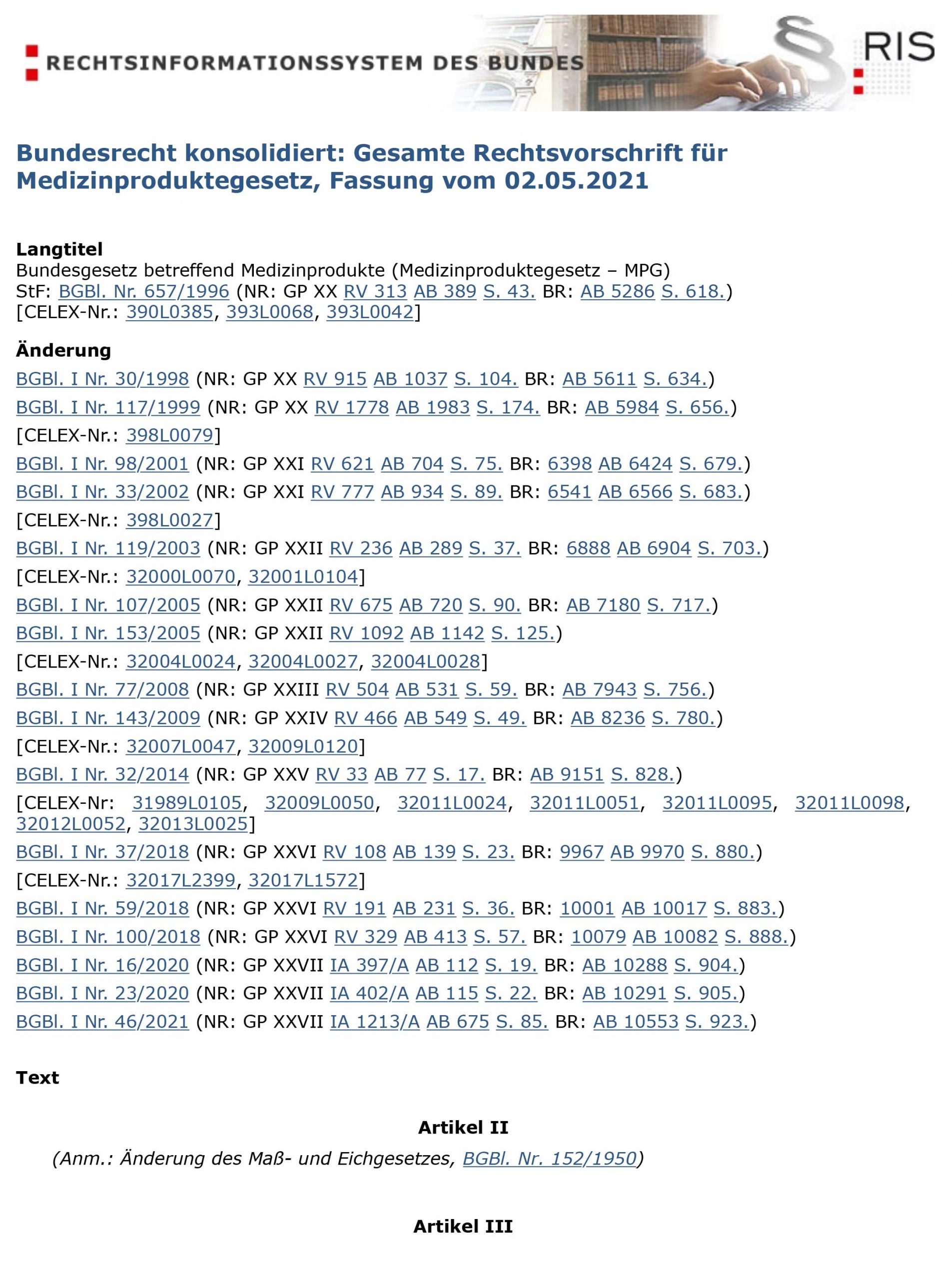 RIS - Medizinproduktegesetz