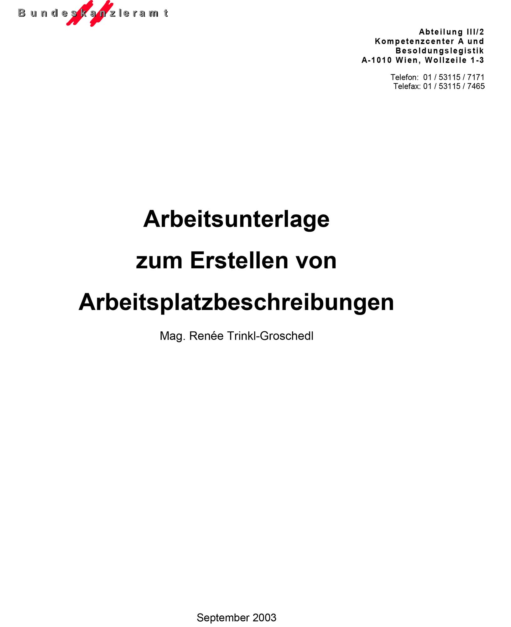 Skriptum Arbeitsplatzbeschreibung